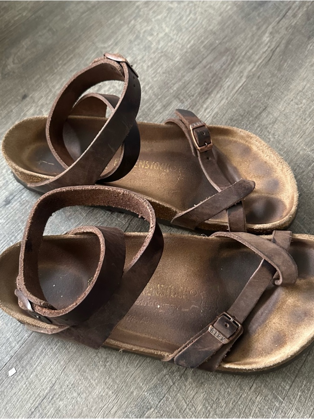 Birkenstock Brown Leather Ankle-Strap Sandals